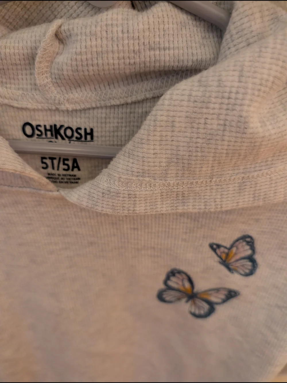OshKosh B'gosh Heather Gray Girls' Hoodie with Butterfly Appliqué